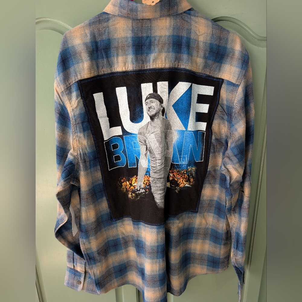 Luke Bryan Upcycled Plaid Flannel Shirt Hand Crafted